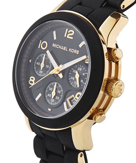 michael kors black watch gold face